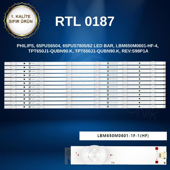 PHILIPS, 65PUS6504, 65PUS7805/62, LED BAR, LBM650M0601-HF-4, TPT650J1-QUBN90.K, TPT650J1-QUBN90.K, REV:S98P1A, LED BAR